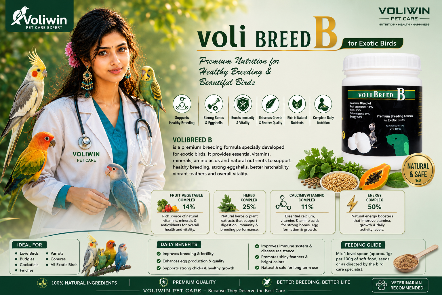 VOLIBREED B – Premium Breeding Nutrition for Exotic Birds 300g