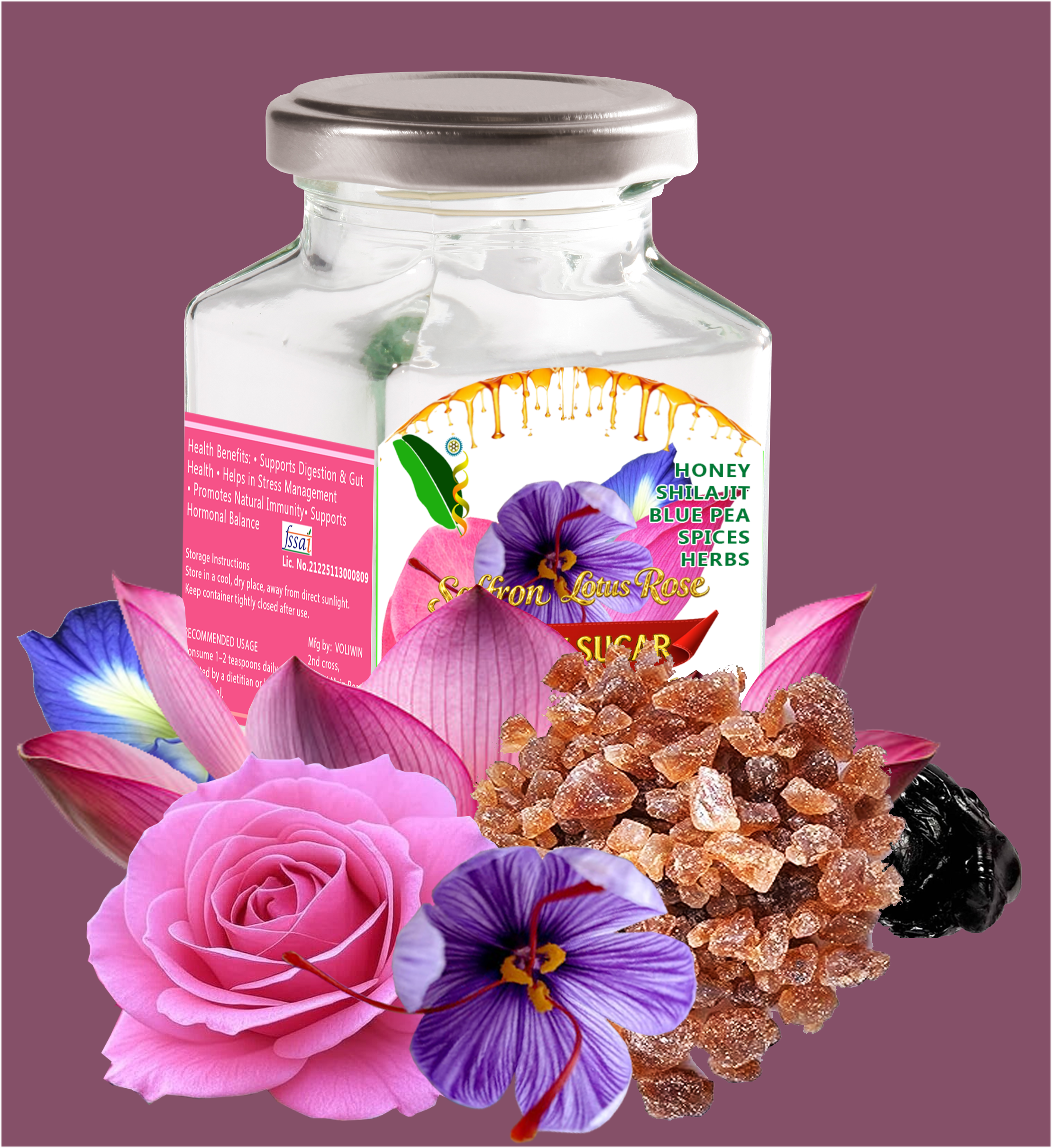 Voliwin Saffron Lotus Rose Petals Mishri Gulkand