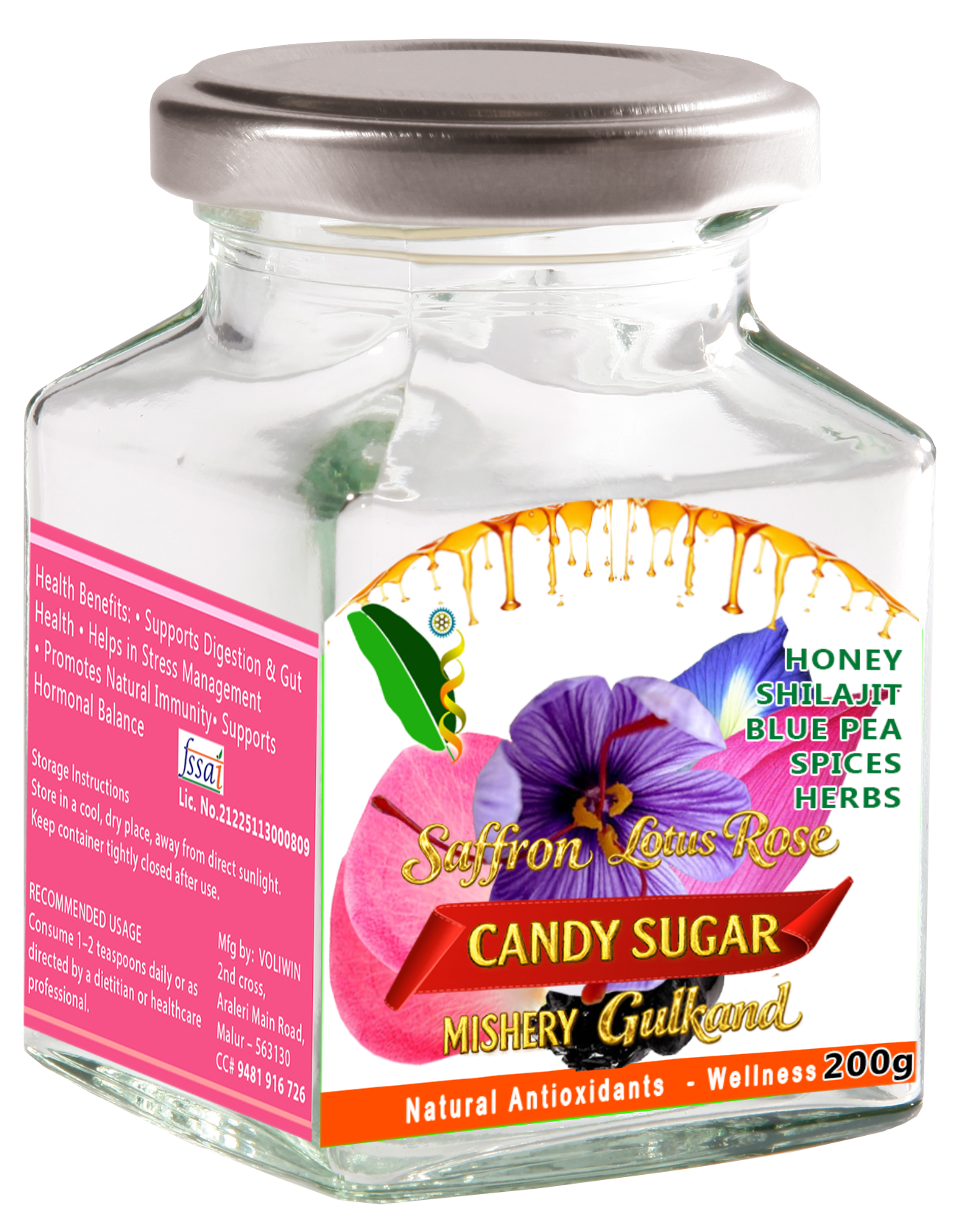 Voliwin Saffron Lotus Rose Petals Mishri Gulkand