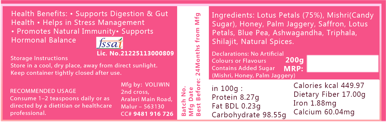 Voliwin Saffron Lotus Rose Petals Mishri Gulkand