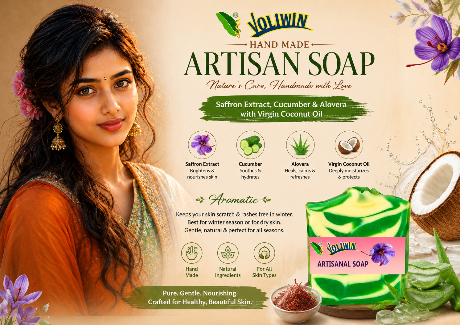 Voliwin Saffron Aloe Vera & Cucumber Soap CP