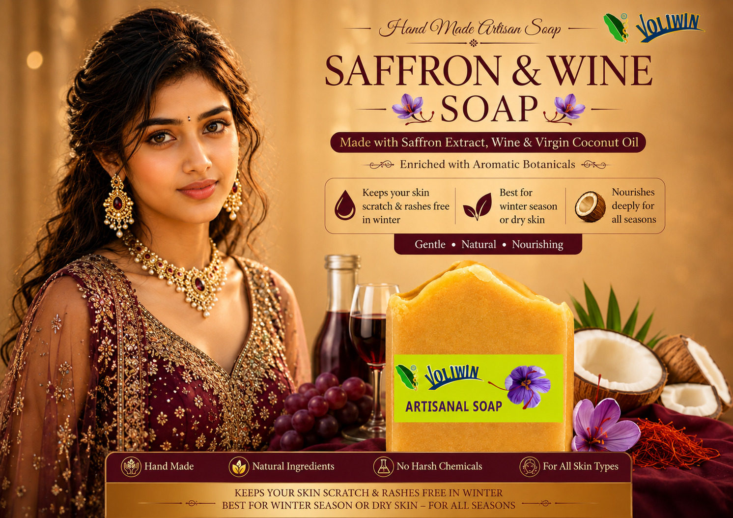 Voliwin Saffron & Grape Wine Soap CP