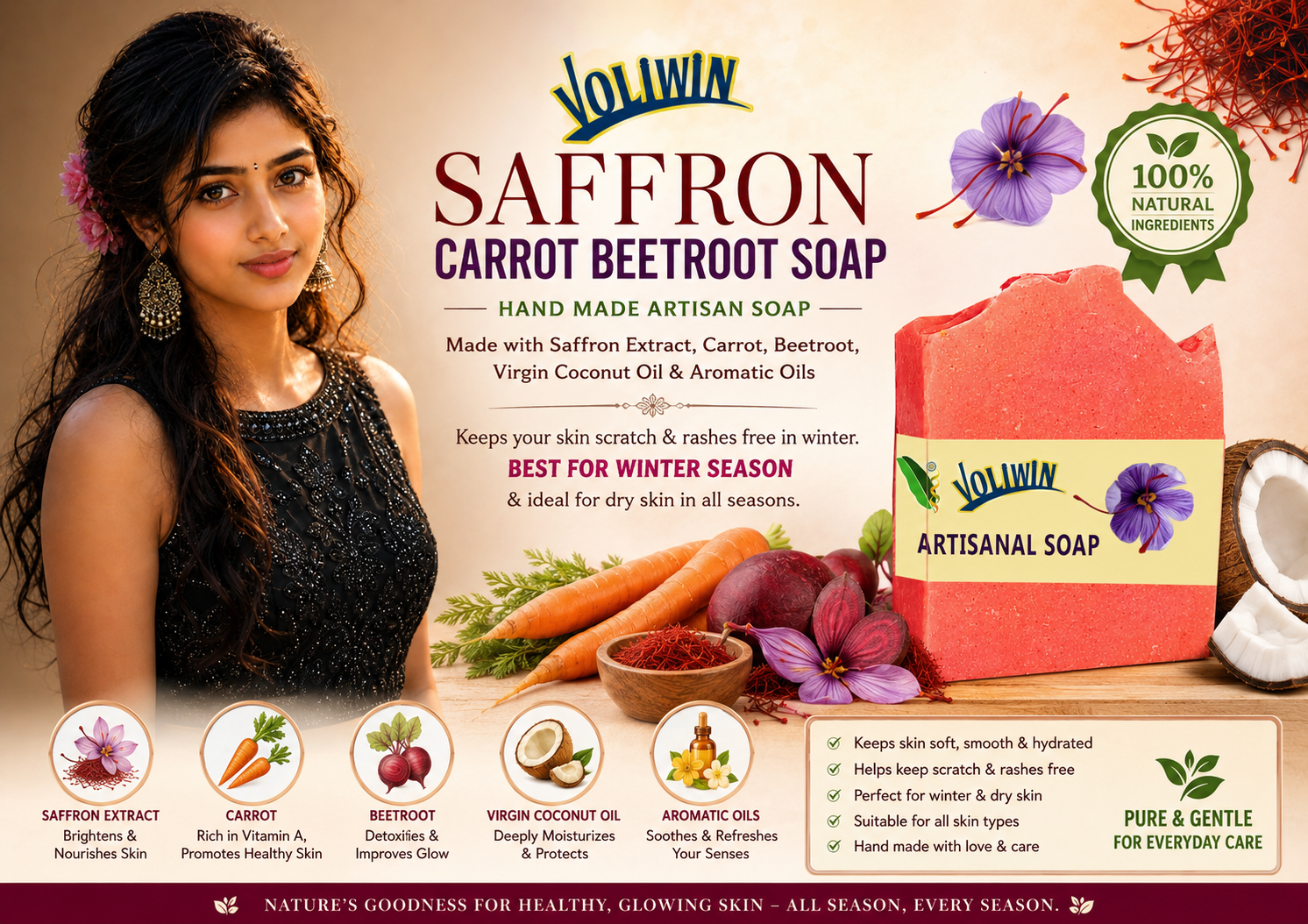 Voliwin Saffron, Carrot & Beetroot Soap CP