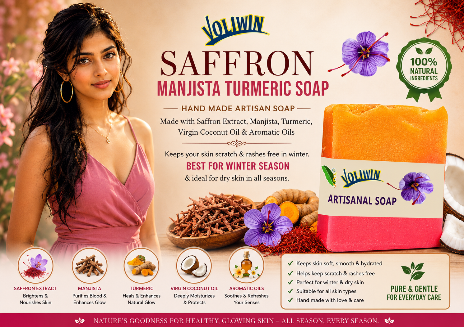 Voliwin Saffron Manjista Turmeric Soap  CP