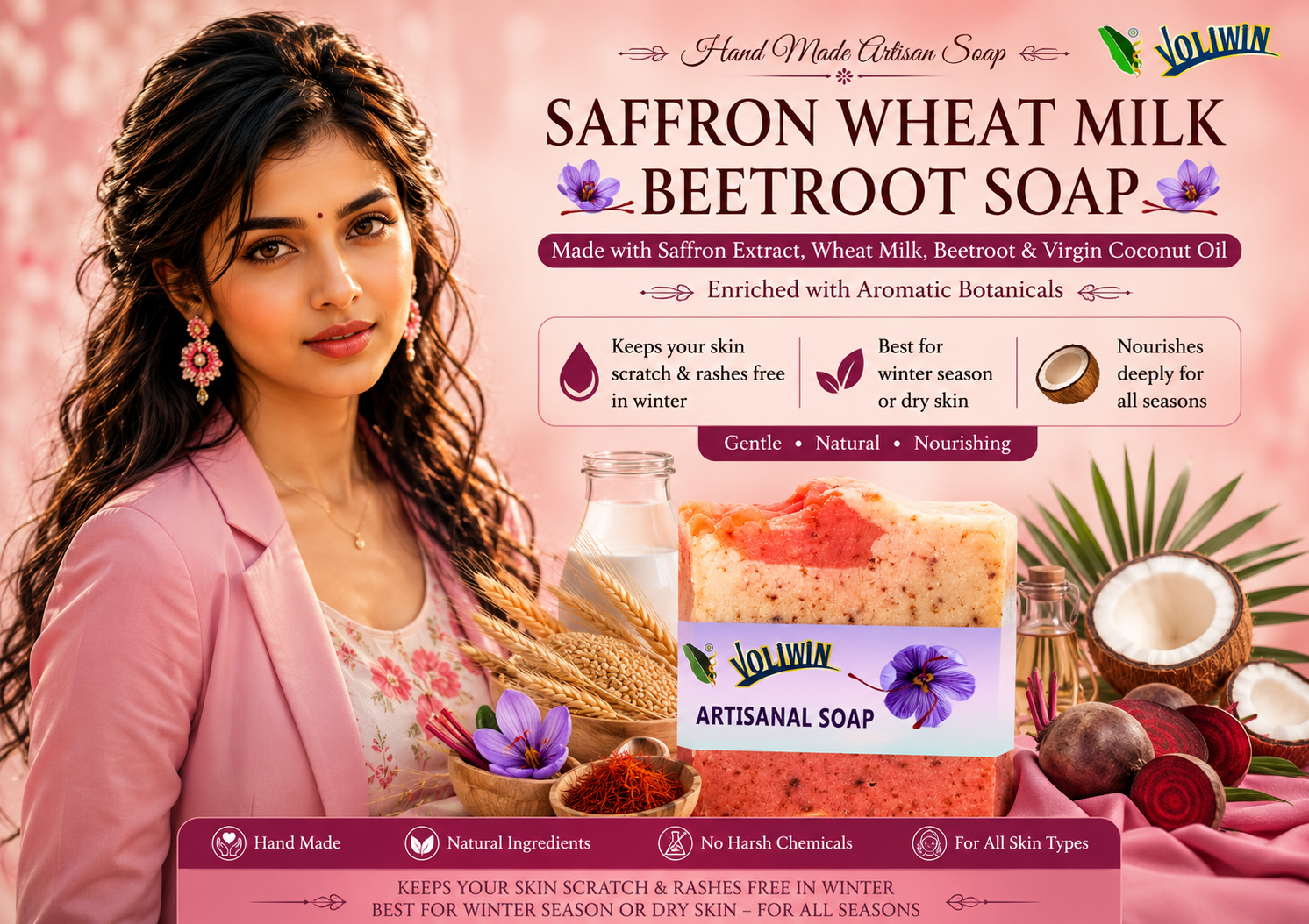 Voliwin Saffron Wheat Milk Beetroot Soap CP