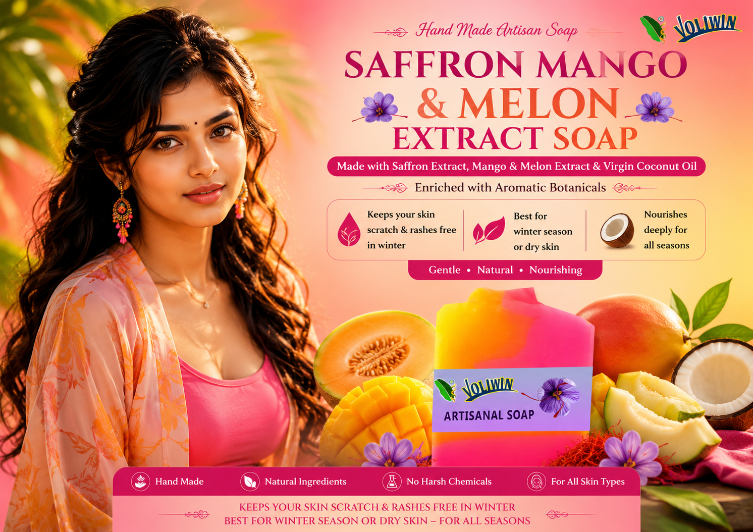 Voliwin Saffron Mango & Melon Soap  CP