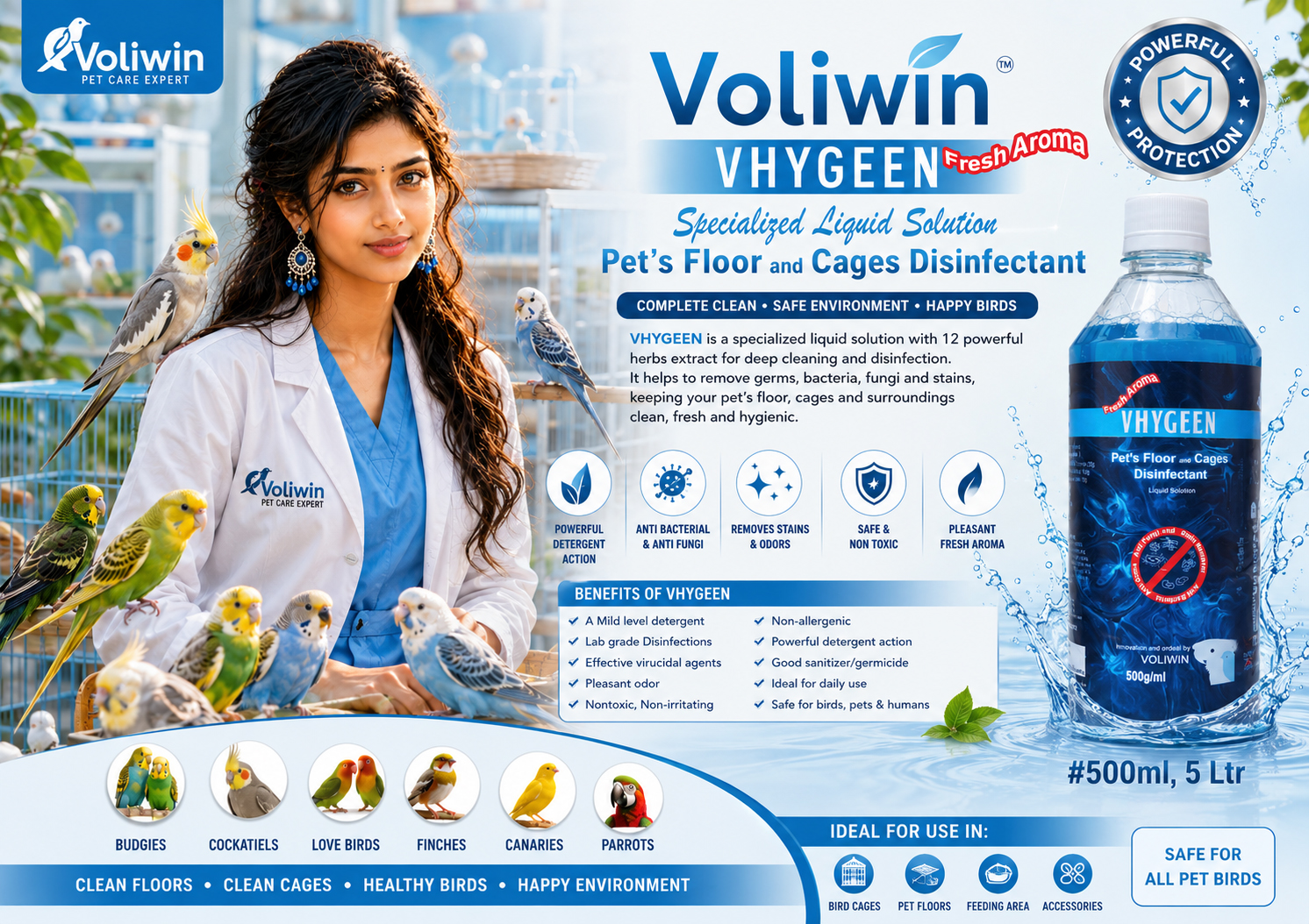 Voliwin VHYGEEN Fresh Aroma – Pet Floor & Cage Disinfectant 500ml