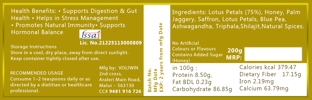 Voliwin Saffron Lotus Rose Petals Honey Gulkand