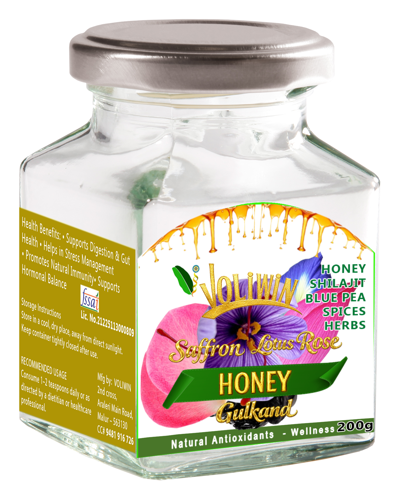 Voliwin Saffron Lotus Rose Petals Honey Gulkand