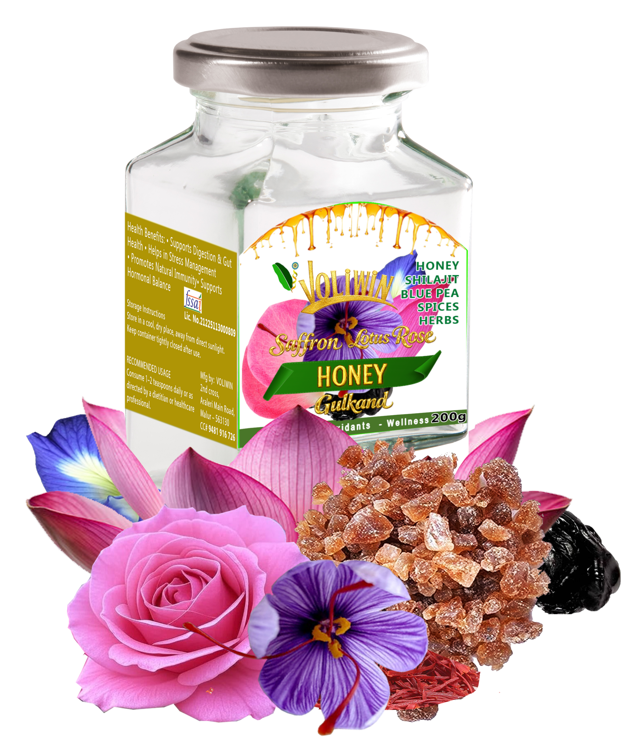 Voliwin Saffron Lotus Rose Petals Honey Gulkand