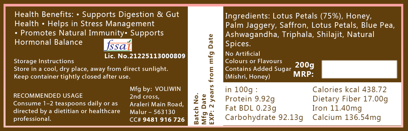 Voliwin Saffron Lotus Rose Petals Palm Jaggery Gulkand