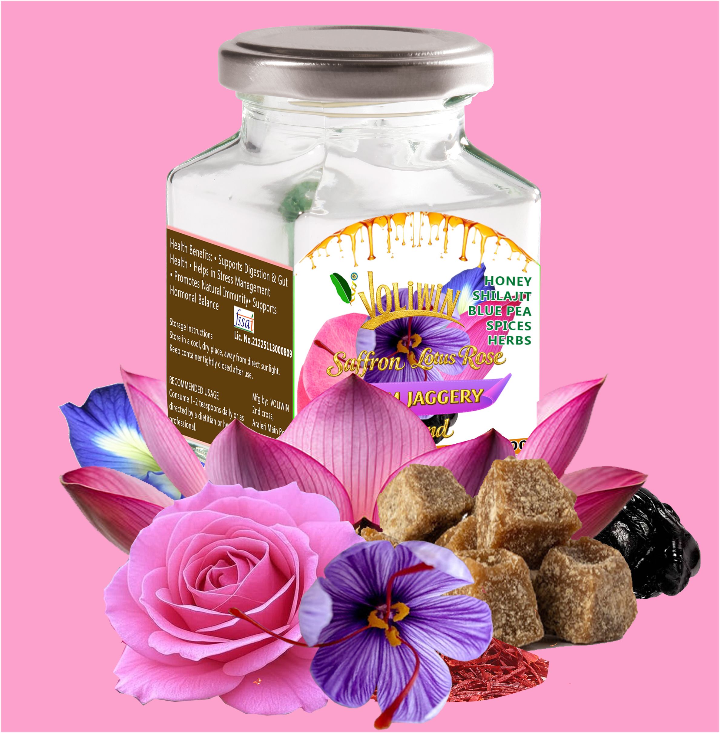 Voliwin Saffron Lotus Rose Petals Palm Jaggery Gulkand