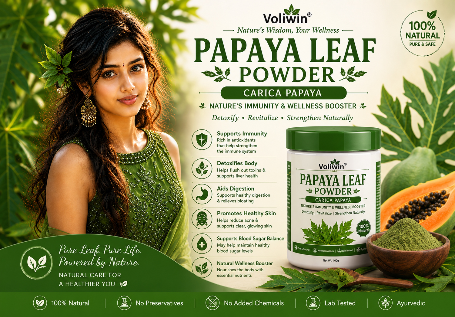 Papaya Leaf Powder - Carica papaya