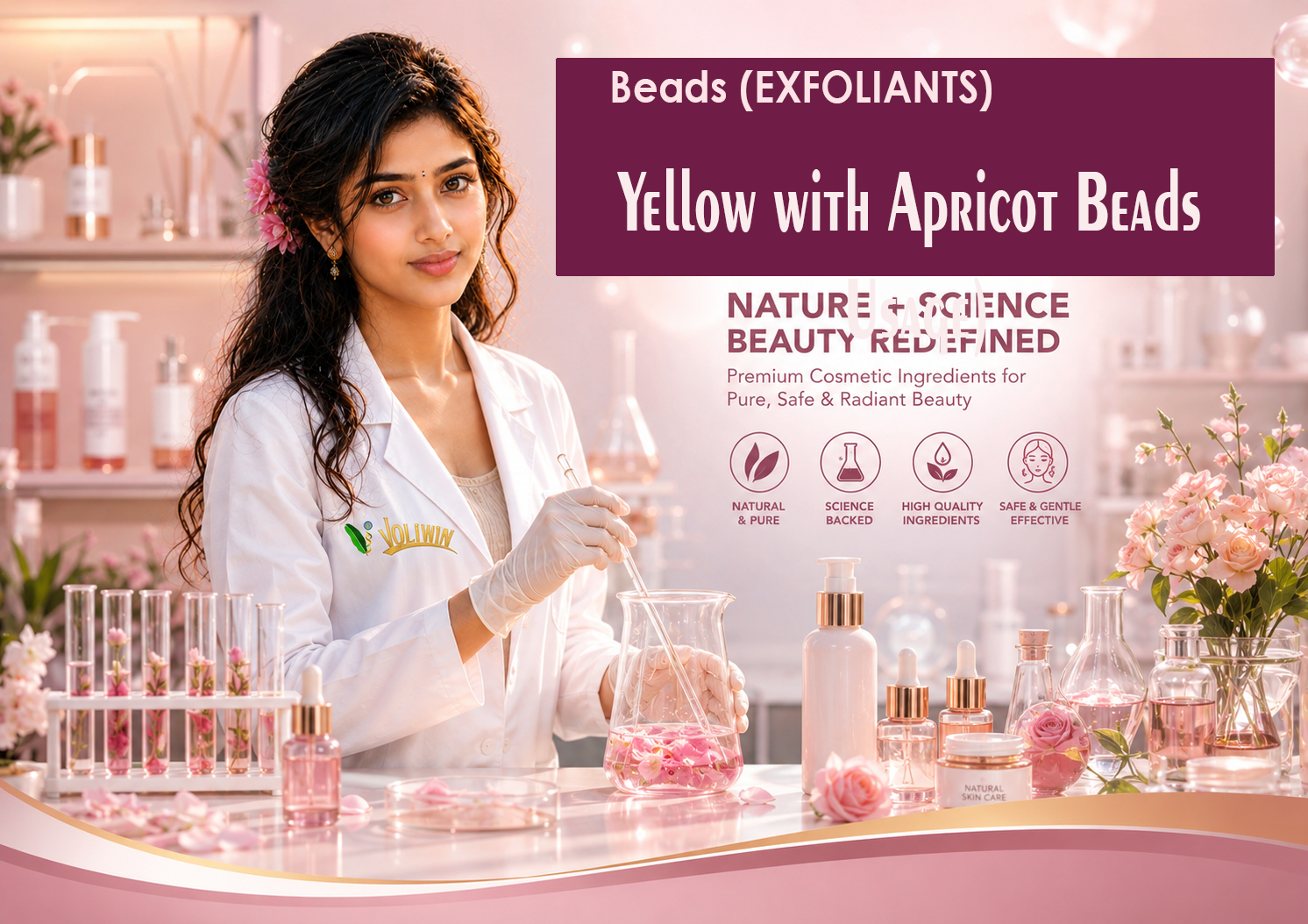 Beads - Yellow with Apricot    - Cosmetic