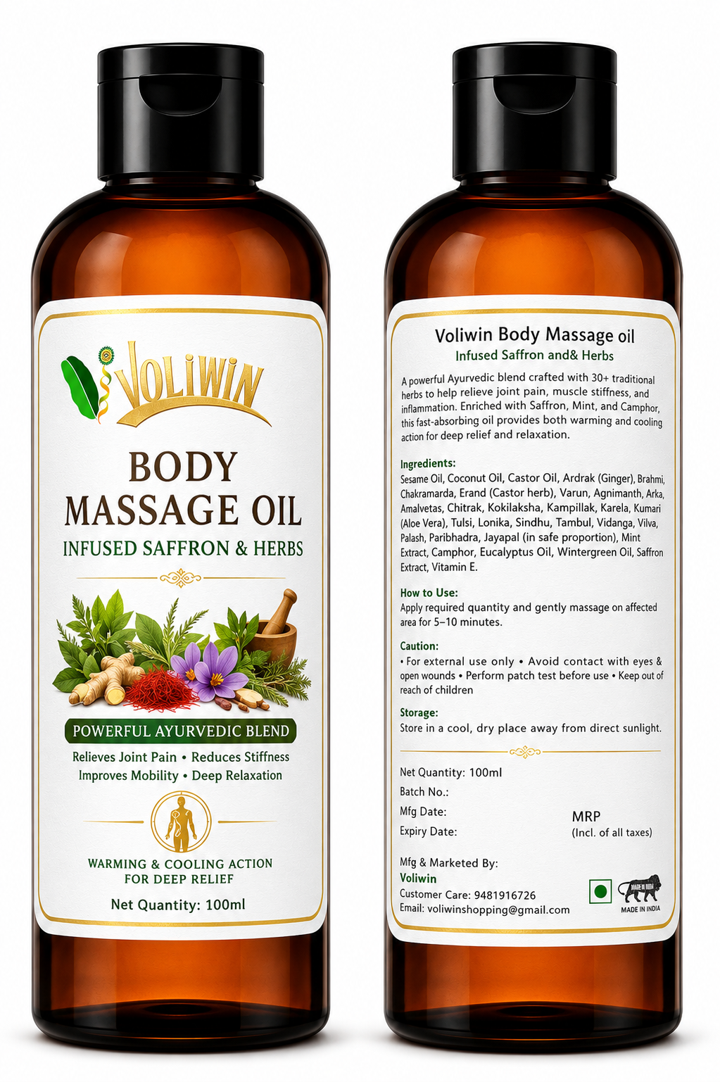 Saffron & Herbs Body Massage Oil 100ml